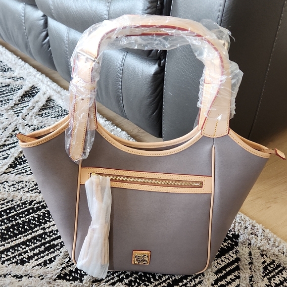Dooney & Bourke Handbags - Dooney & Bourke Gray and Cream Shoulder Bag
